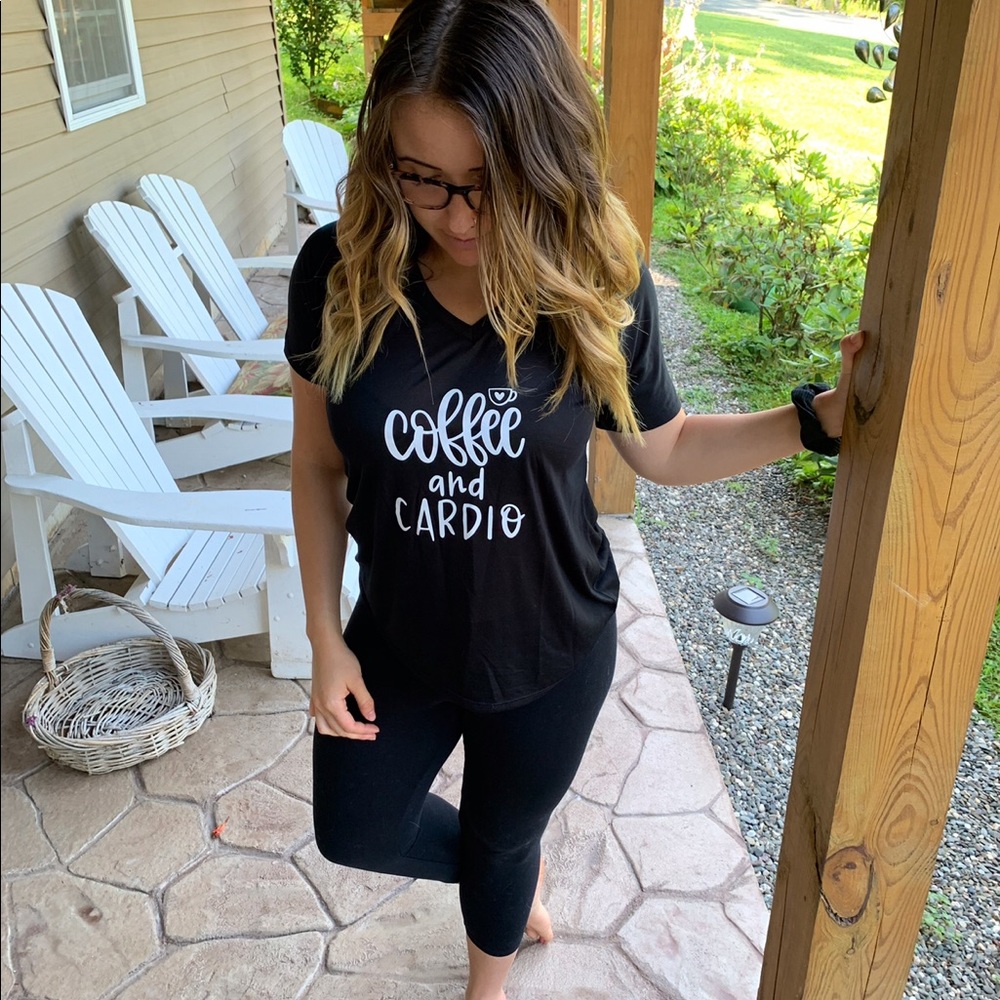 Coffee & Cardio Black Flowy Top - Picture 3 of 3